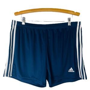 NEW Adidas blue white striped soccer squad athletic track shorts XL